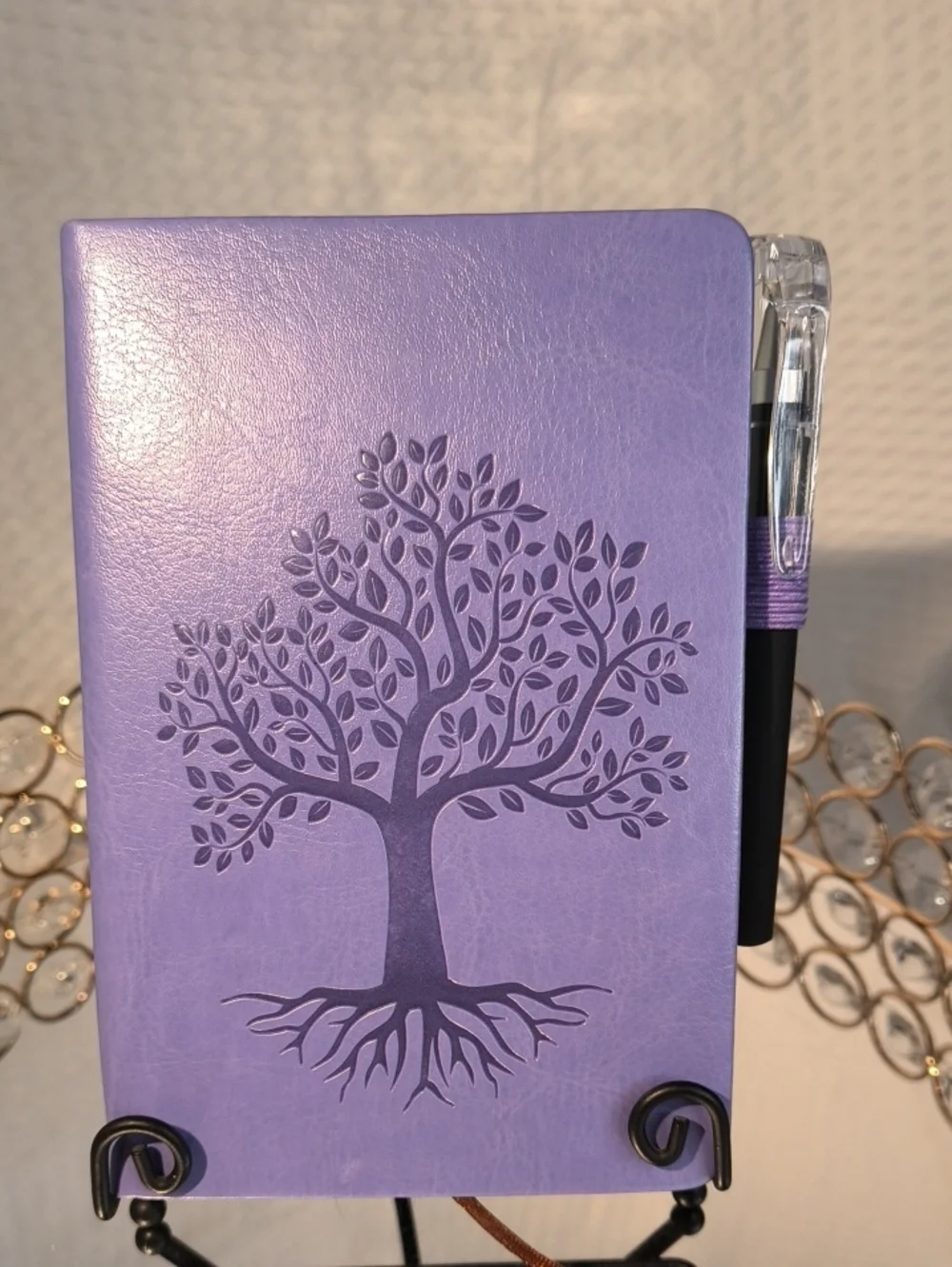 Purple Tree-Embossed Journal with Pen